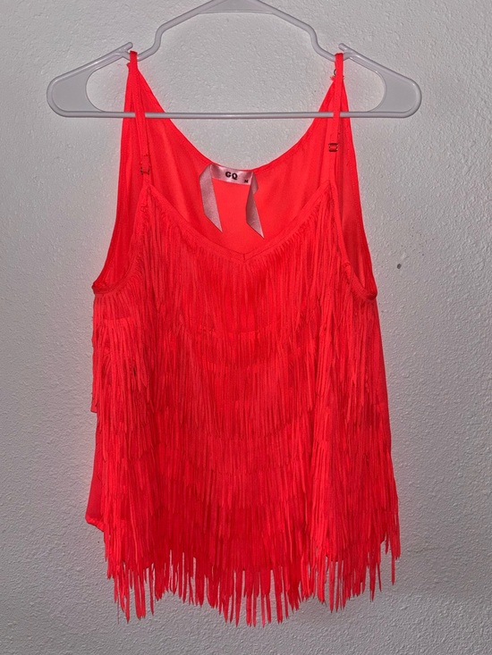 GQ Tops - GQ Neon Pink Fringe Spaghetti Strap Tank Top Medium